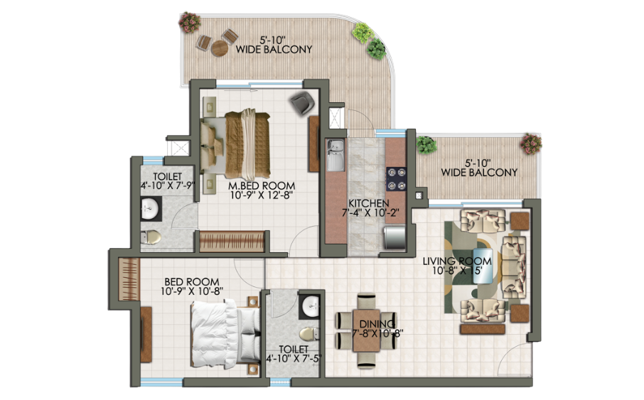 2 BHK Floor Plan