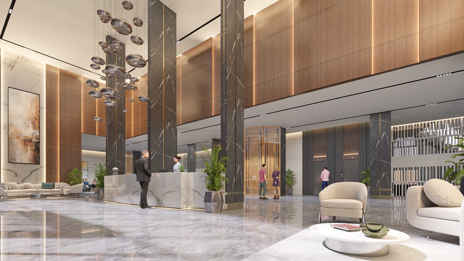 Double-Height Foyer Lobby & Reception Desk