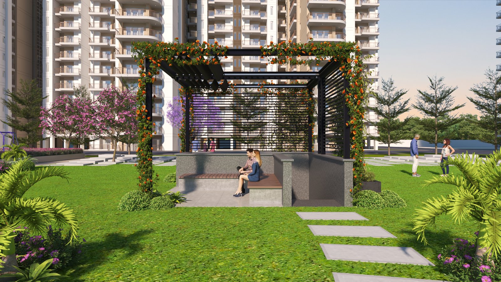 Flora Pergola Seating & Garden Walkway